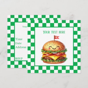 Cute hamburger cookout party customisable  invitation