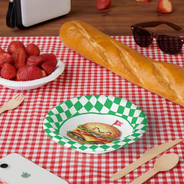 Cute hamburger cookout party customisable paper plate (Picnic)