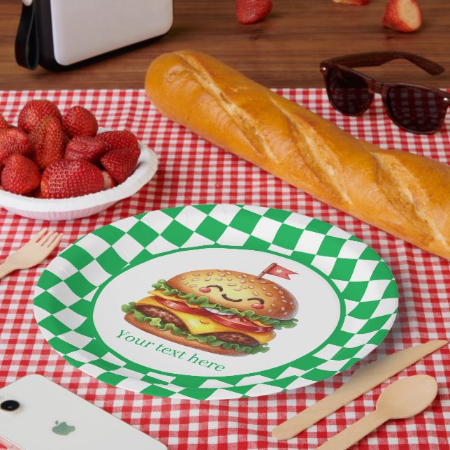 Cute hamburger cookout party customisable paper plate (Picnic)