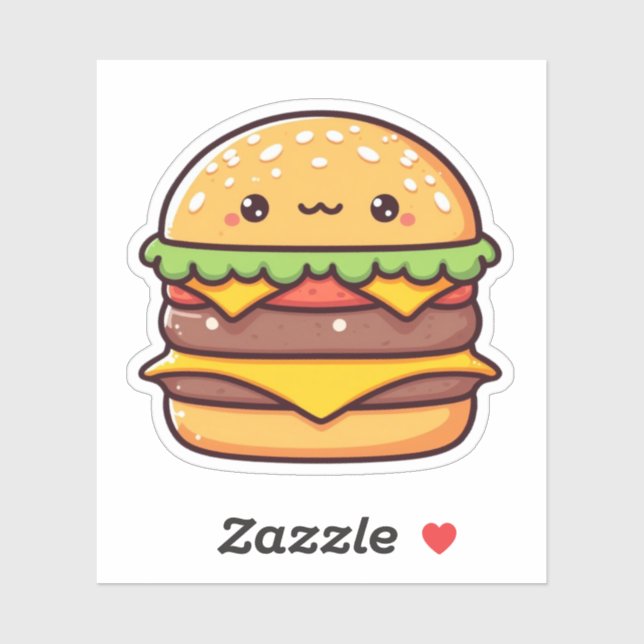Cute Hamburger Custom-Cut Vinyl Stickers (Sheet)