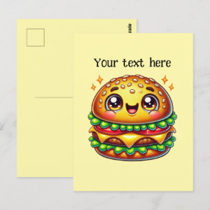 Cute hamburger lovers customise postcard