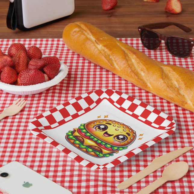 Cute Hamburger lovers party Paper Plate (Picnic)