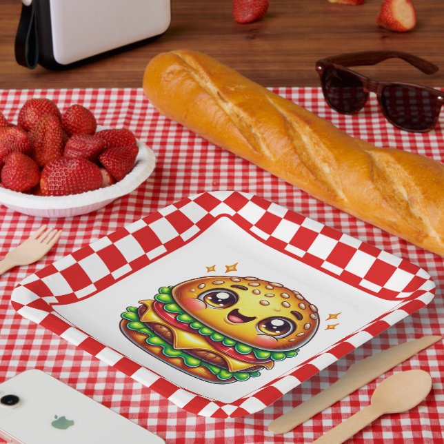 Cute Hamburger lovers party Paper Plate (Picnic)