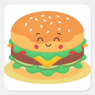Cute Hamburger Square Sticker