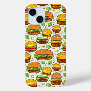 Cute Hamburgers Pattern iPhone 15 Case