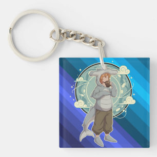 Cute Hammerhead Shark Boy Art Piece Key Ring