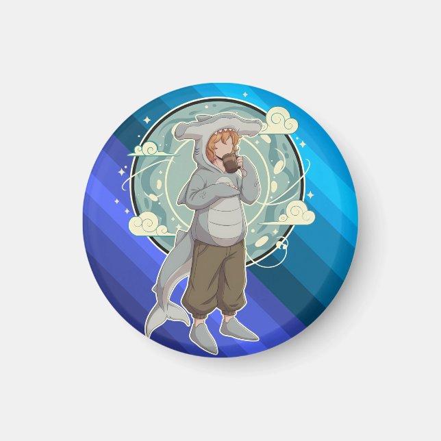 Cute Hammerhead Shark Boy Art Piece Magnet (Front)