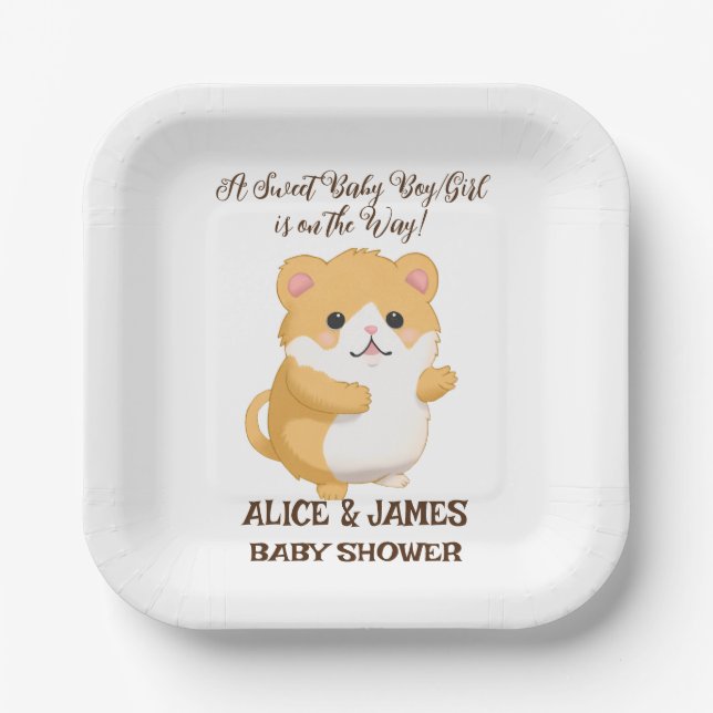  Cute Hamster Baby Shower Paper Plate (Front)