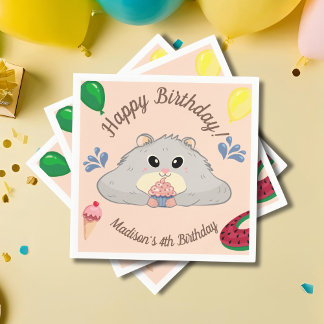 Cute Hamster Bday Pool Party Napkin