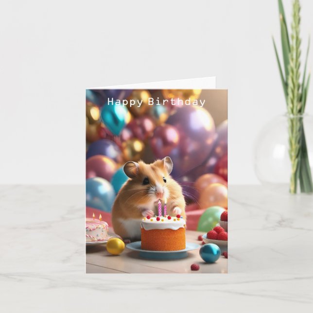 Cute Hamster Birthday Card (Front)