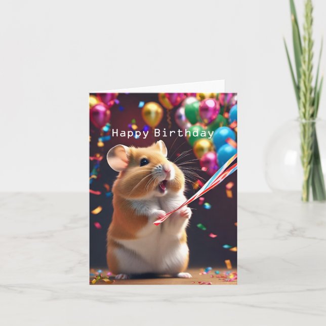 Cute Hamster Birthday Card (Front)