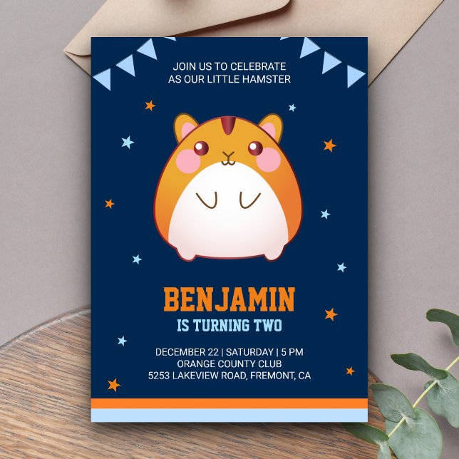 Cute Hamster Birthday Party Invitation (Creator Uploaded)