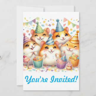 Cute Hamster Birthday Party Invitation 