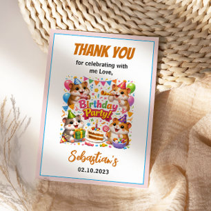 Cute Hamster Birthday Party Kids Animal Thank You Card