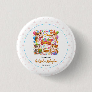 Cute Hamster Birthday Party Kids Hamster 3 Cm Round Badge