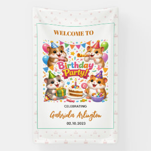 Cute Hamster Birthday Party Kids Hamster Banner