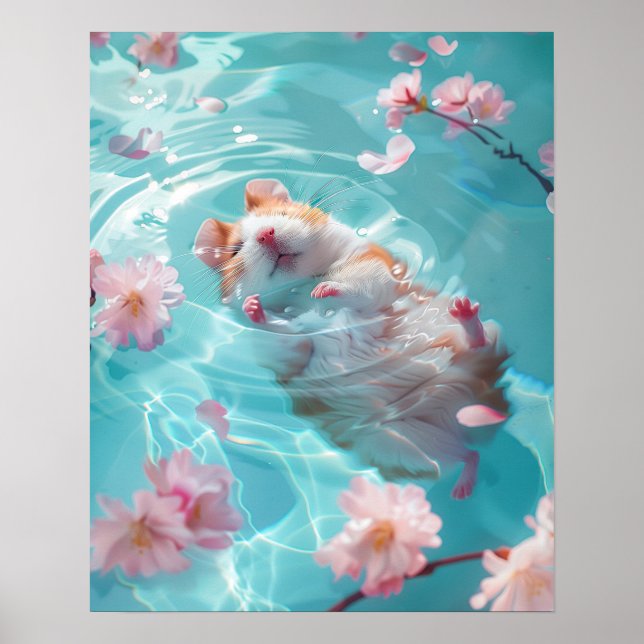 Cute Hamster Chill in Water Poster (Front)