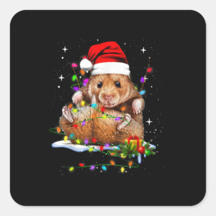 Cute Hamster Christmas Day Square Sticker