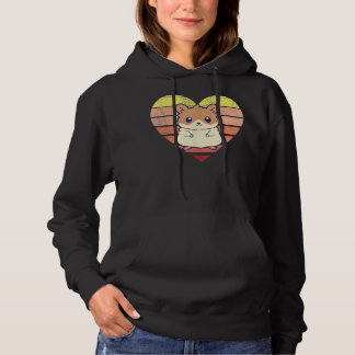 Cute Hamster Design Retro Heart Shape Vintage Hoodie