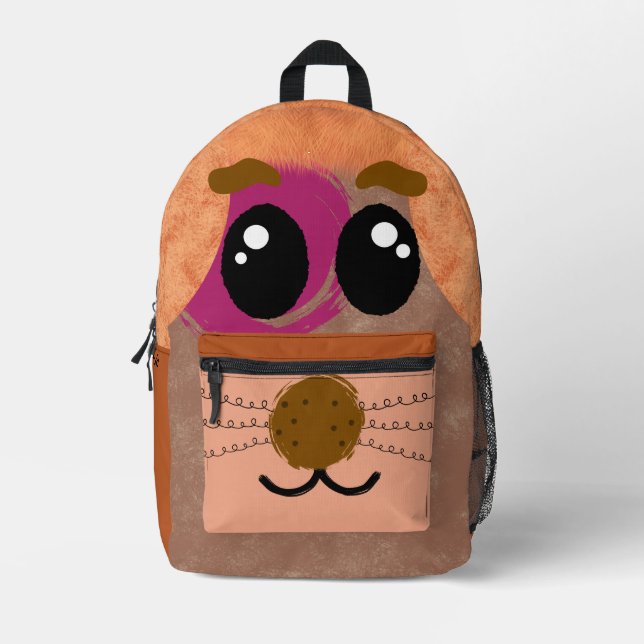 Cute Hamster Face Custom Kids Backpack (Front)
