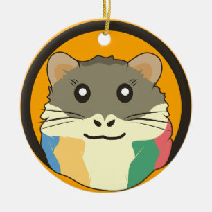 Cute hamster face with colourful fur: Animal lover Ceramic Tree Decoration