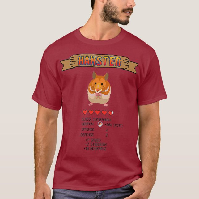 Cute Hamster Gerbil Retro 8-Bit Pixel Video Game T-Shirt (Front)