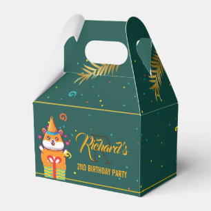 Cute Hamster Green Themed Kid's Birthday Party Favour Box