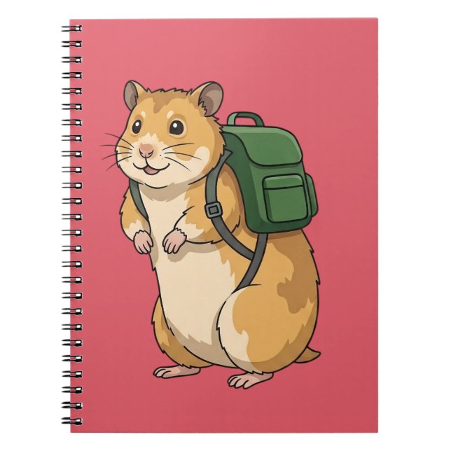 Cute Hamster Hiker with Backpack Notebook (Front)