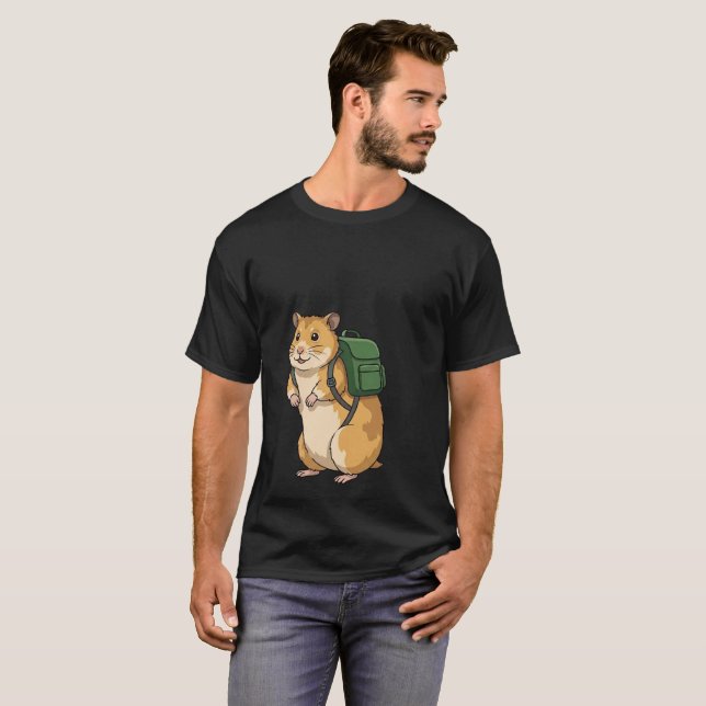 Cute Hamster Hiker with Backpack T-Shirt (Front Full)