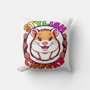 Cute Hamster in Bright Colours with Creative Text Cushion