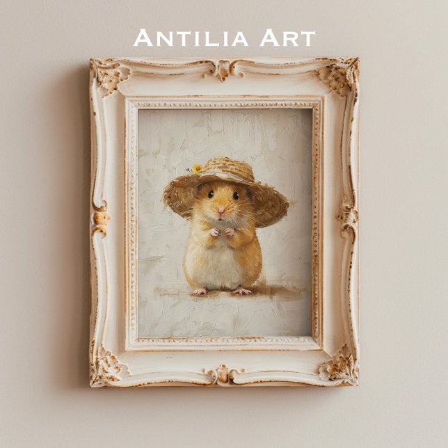 Cute Hamster Painting Farmhouse Whimsical Animal  Poster (Creator Uploaded)
