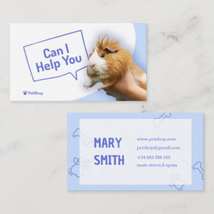 Cute Hamster Pet Shop Blue Theme Business Card