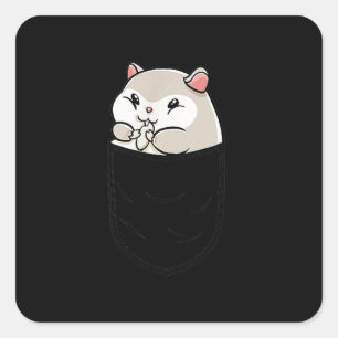 Cute Hamster Pocket In Birthday Square Sticker