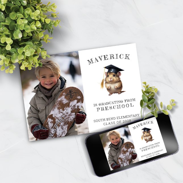 Cute Hamster Preschool Graduation Announcement (Creator Uploaded)
