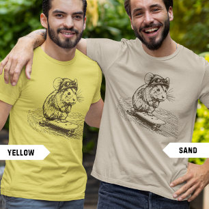 Cute Hamster Rides a Skateboard Sketch  T-Shirt