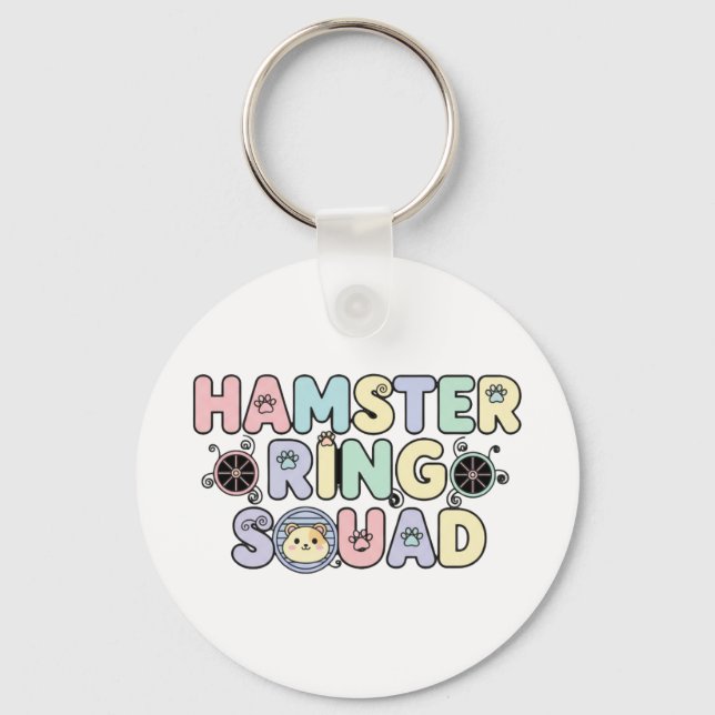 Cute Hamster Ring Squad Pastel Design Key Ring (Front)