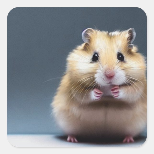 Cute Hamster Square Sticker (Front)