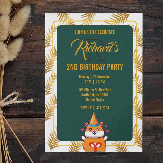 Cute Hamster Themed Kid's Birthday Party Invitation (Creator Uploaded)