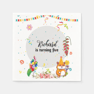 Cute Hamster Themed Kid's Birthday Party Napkin