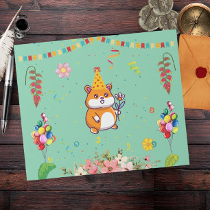 Cute Hamster Themed Kid's Birthday Party Wrapping Paper