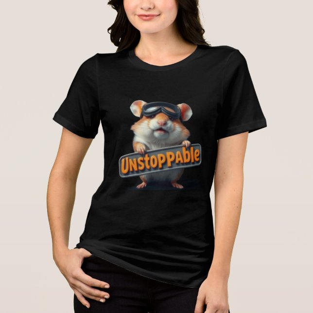 Cute Hamster “Unstoppable” – Kawaii Motivation Tri-Blend Shirt (Front)