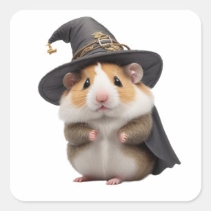 Cute Hamster Witch Square Sticker