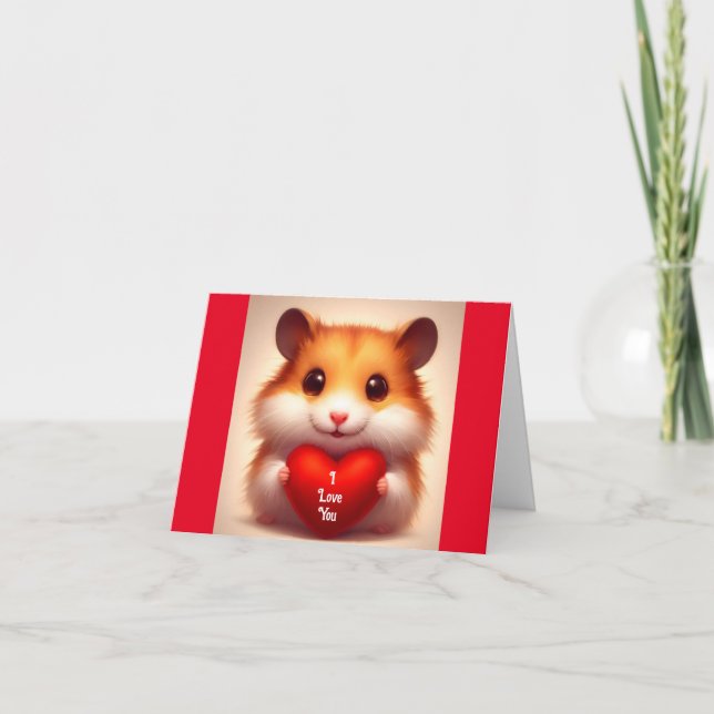 Cute Hamster With Heart Card (Front)