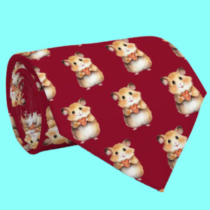Cute Hamster with Heart Neck Tie