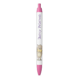 Cute hamster with peanut cartoon illustration black ink pen