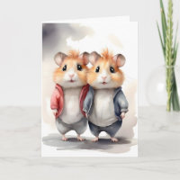Cute Hamsters Jackets Best Pals Friends Portrait 