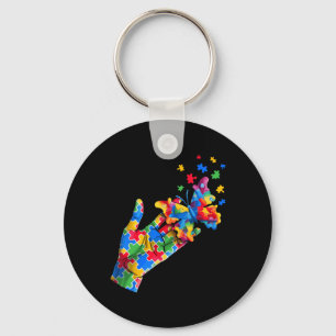 Cute Hand And Butterfly Puzzle Pieces Autism Aware Key Ring