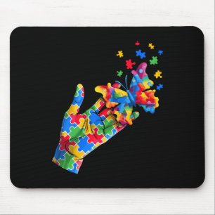 Cute Hand And Butterfly Puzzle Pieces Autism Aware Mouse Pad