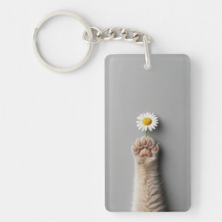 cute hand cat with flower key ring