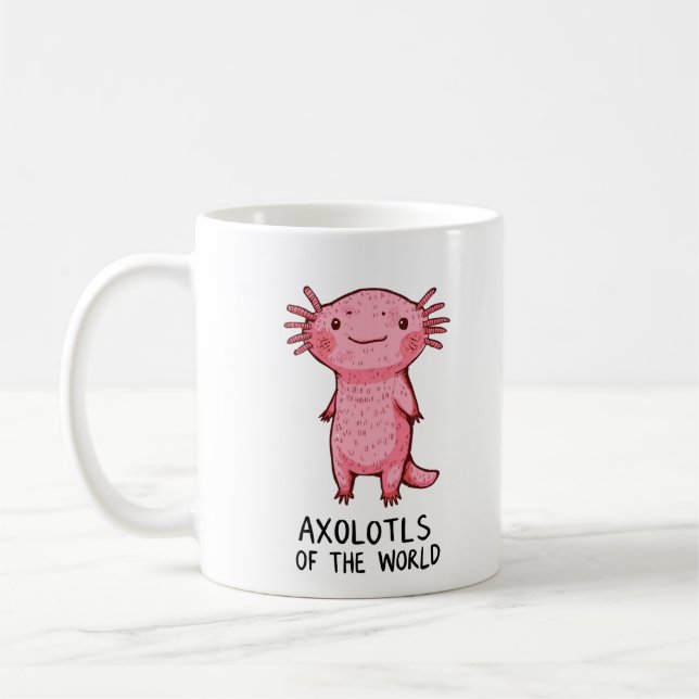 Cute Hand-Drawn Axolotl Cartoon Coffee Mug (Left)